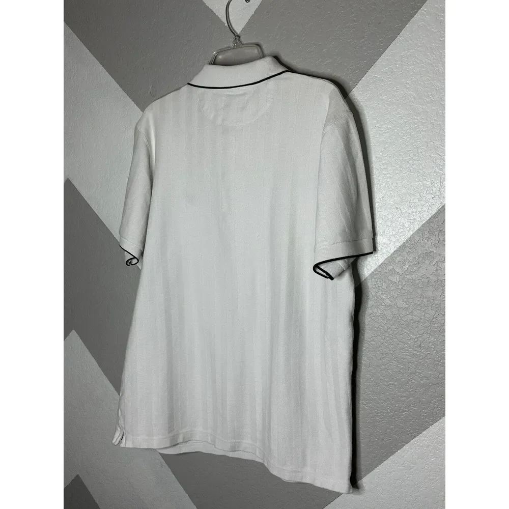 Chaps Men's Polo Shirt White Short Sleeve Black Trim Size Large Dress polo - Picture 5 of 5